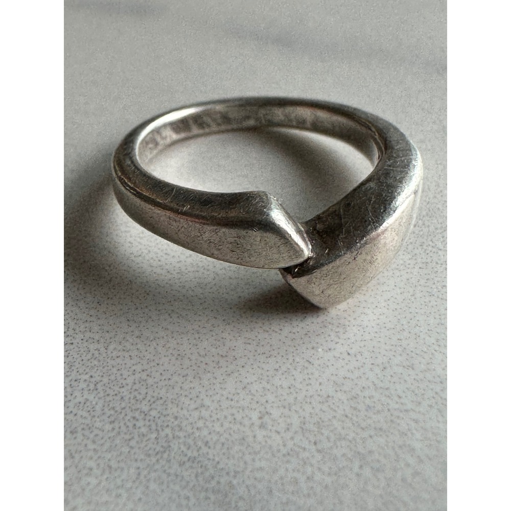 Sterling Silver 925 Minimalist Asymmetrical Bypass Wrap Ring Size 2.5 2.70g